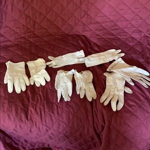 White, beige leather gloves